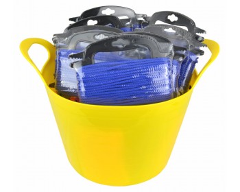 Bucket of 4mm x 20m Blue Multi-Functional Polypropylene Rope (Hasps)